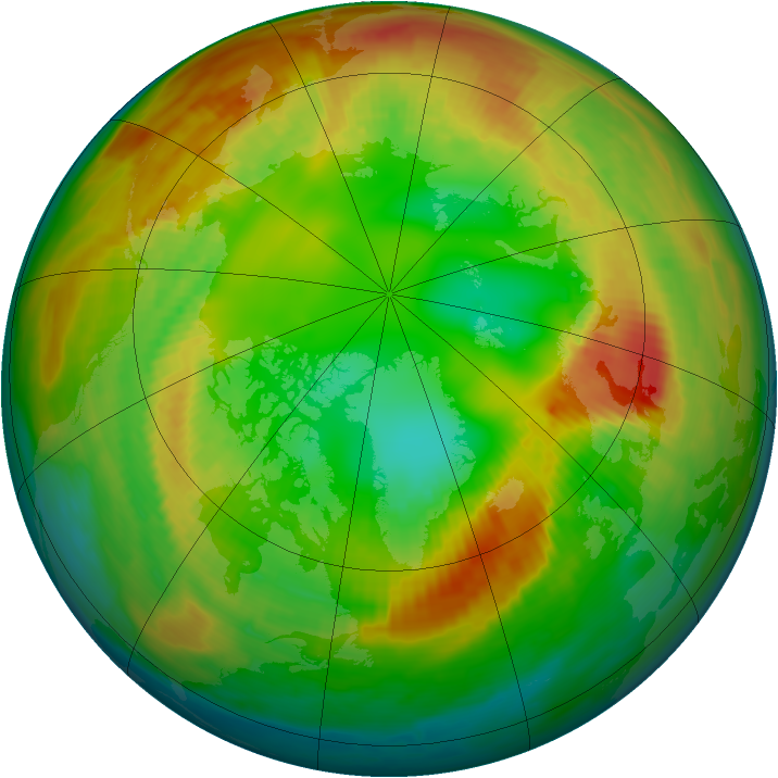 Arctic ozone map for 14 February 2000